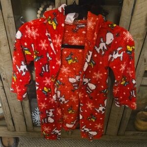 Peanuts Red Fleece Robe Sz 6